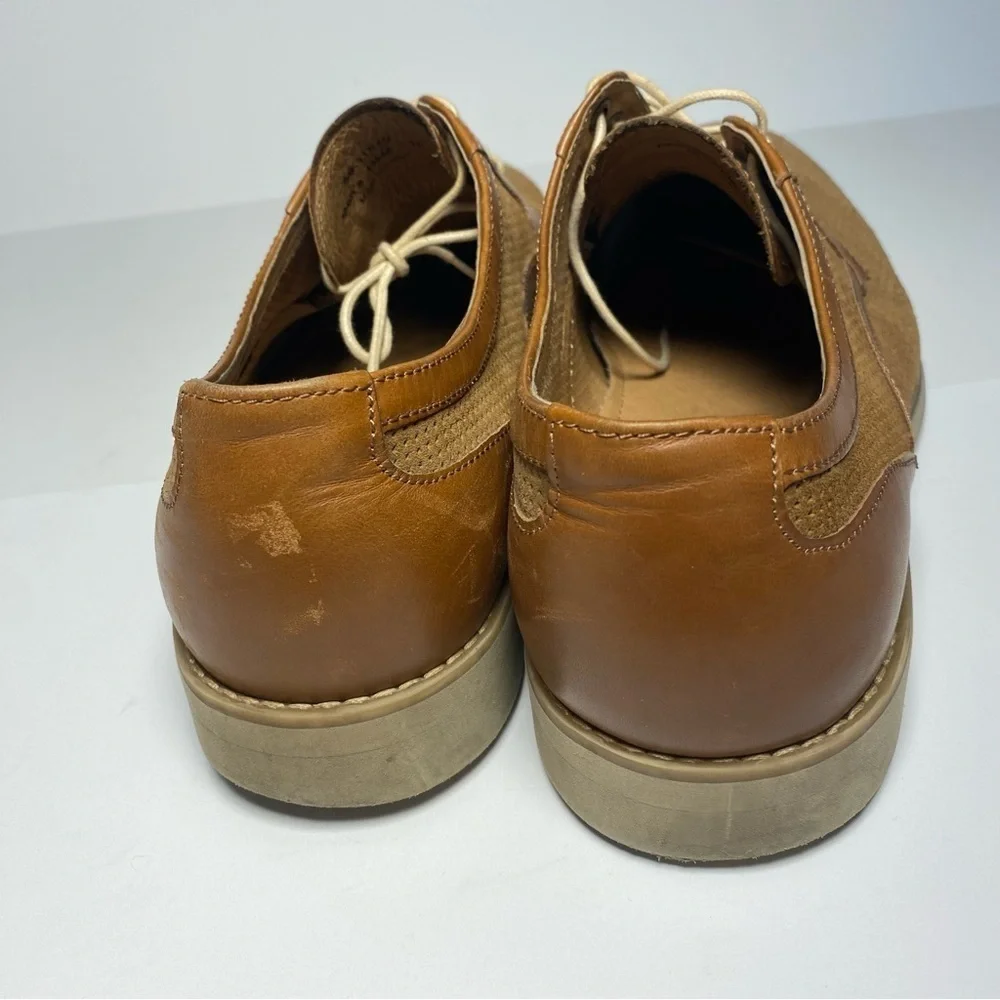 Johnston & Murphy Upton Tan Suede Shoes Mens 11.5 Leather Perforated Oxford
